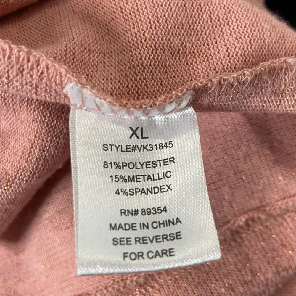 Adrienne Vittadini Metallic Embellished Sweater Women XL Soft Stretch Scoop Neck - Image 10