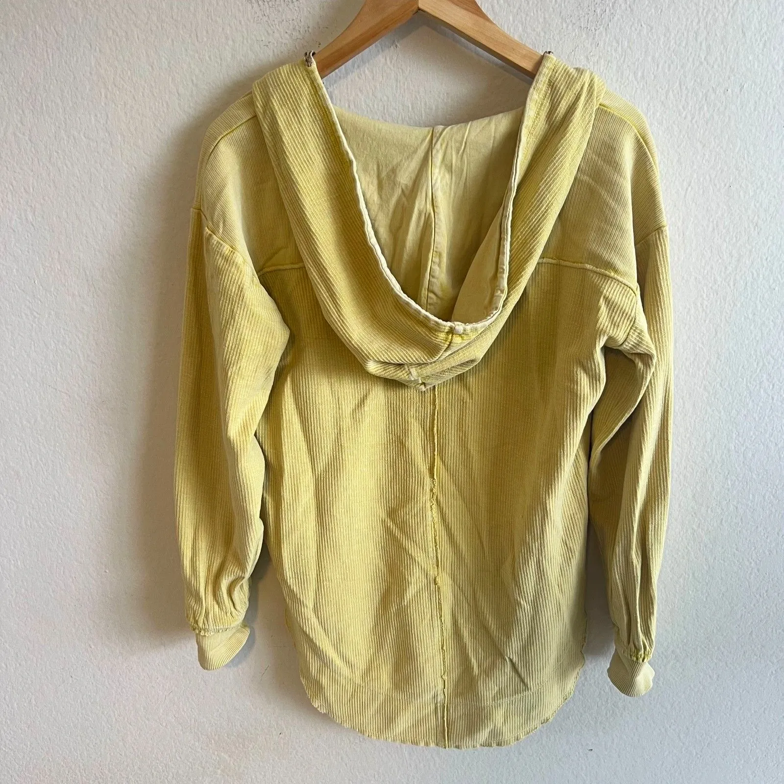 PILCRO Anthropologie Mustard Yellow Hooded Sweater Tunic Top Boho Cabin Women XS - Image 4