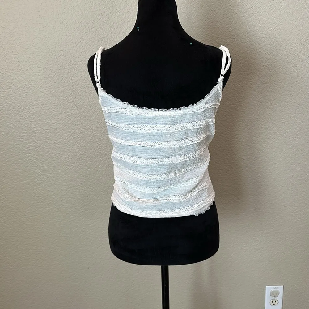 Women's White Lace Trim Tank Top Size L - Image 5