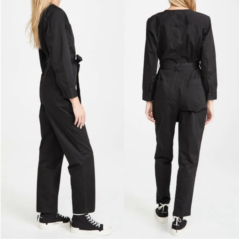 Alex Mill • Jo Belted Jumpsuit black twill utility boilersuit coverall tie waist - Image 10