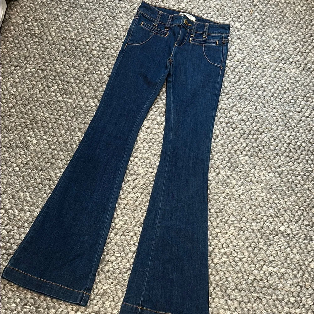 Free People Blue Denim Western Bell Bottom Flare Jean Size 24 - Image 2