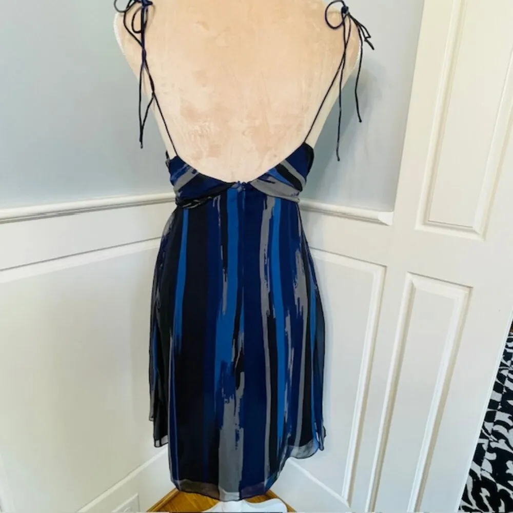 Halston Heritage Romantic Flowy Handkerchief 100% Silk Mini Dress Large - Image 6