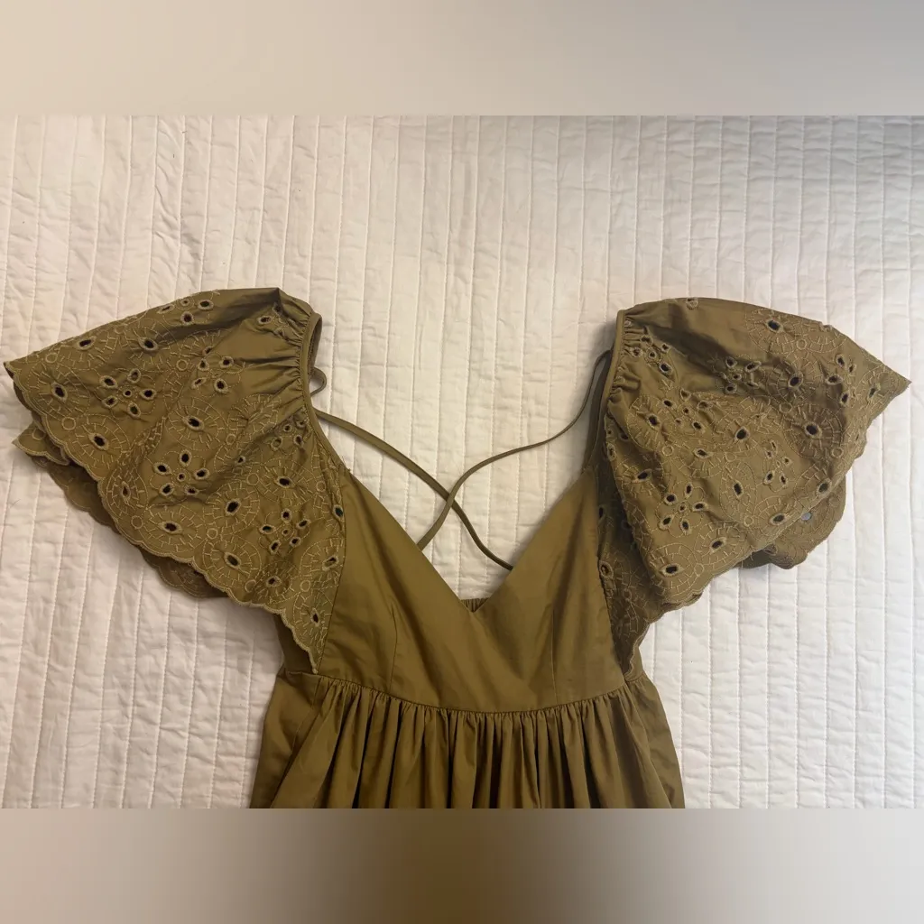 Anthropologie En Saison Hayley Flounced Maxi Dress in olive Green Size XS - Image 7