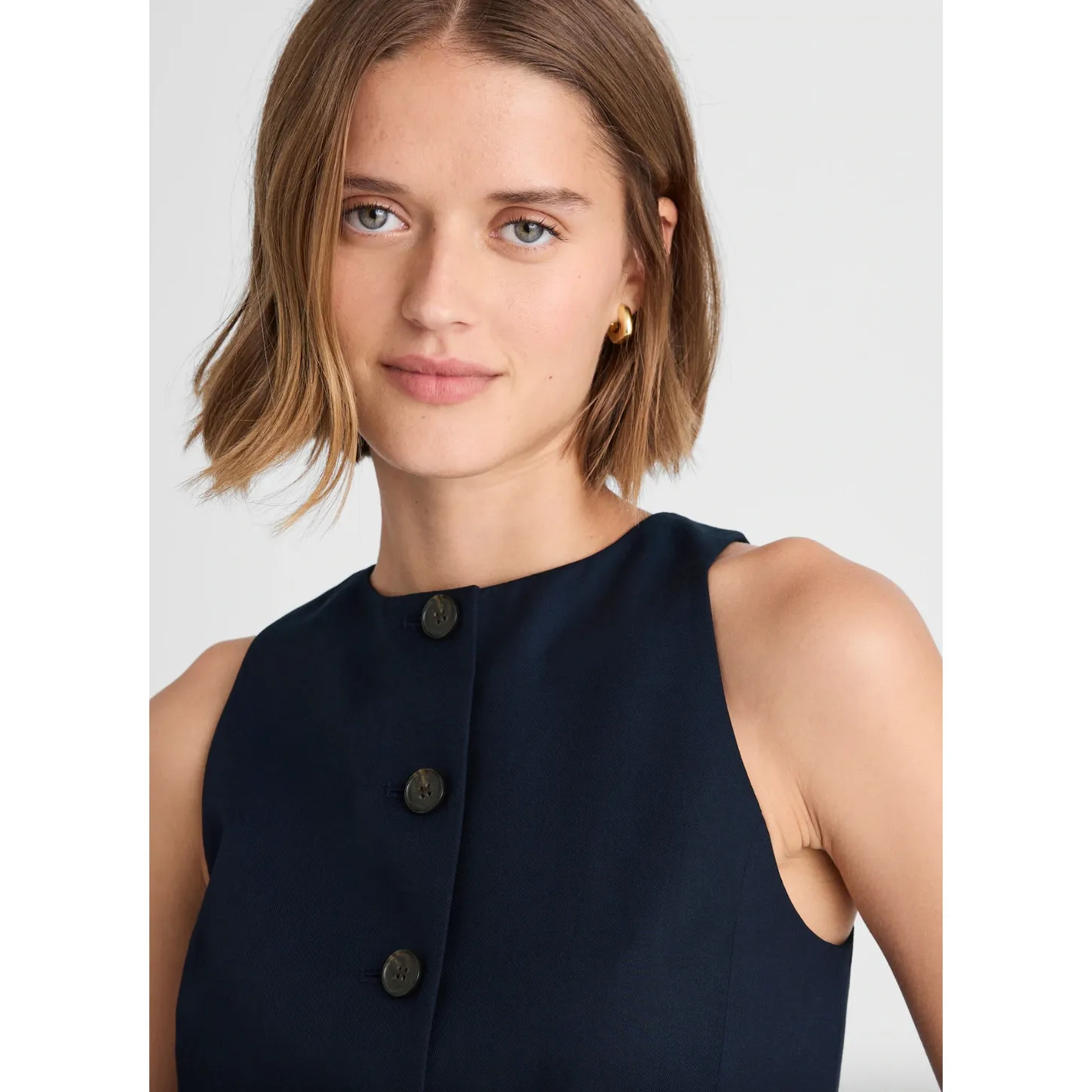 Madewell Crewneck Cutaway Vest Drapey Twill Suit Midnight Navy Classic US 12 NWT - Image 5