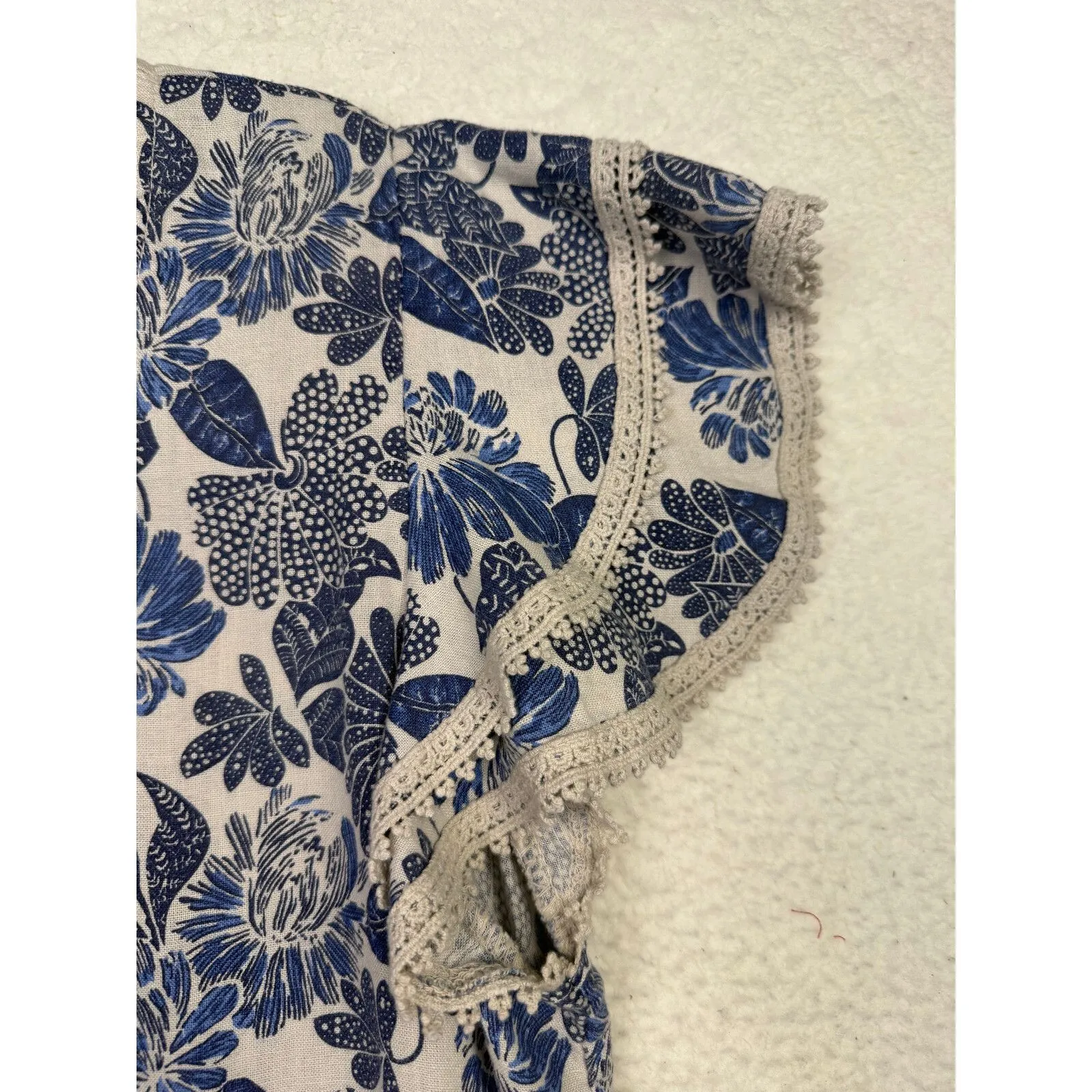 Luisa Perla Made In Italy‎ Crochet Trim Ruffle Sleeve Linen Lace Dress Large - Image 8