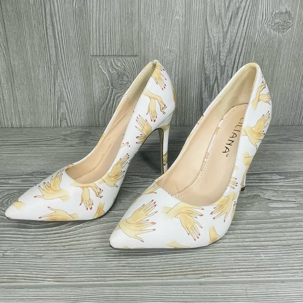 Liliana perilla Multi-color Leatherette Stiletto Heel Pumps shoes size 8 unique - Image 11