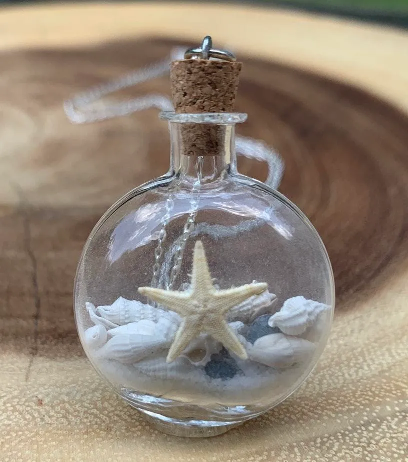 Real Miniature Seashells In Glass Bottle Necklace - Image 4