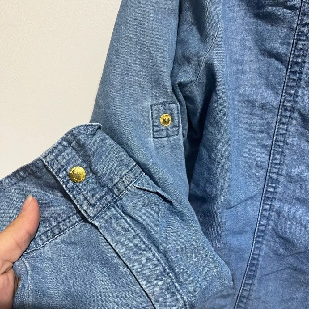 Michael Denim Chambray Zip Front Top Women’s PM Blue Size undefined - Image 14