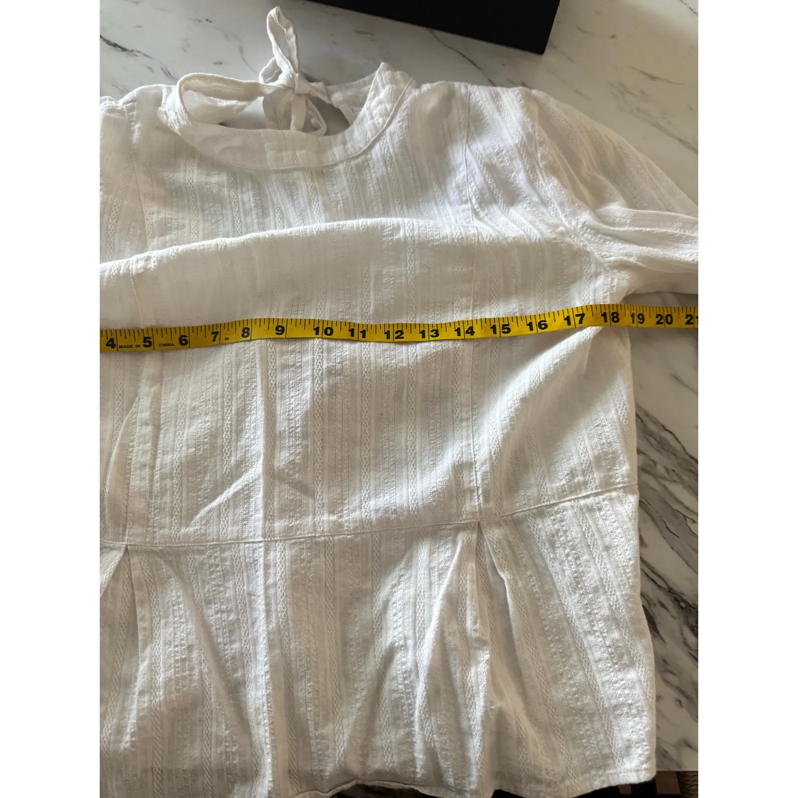 SIR the Label White Cotton Textured Tie - Image 6