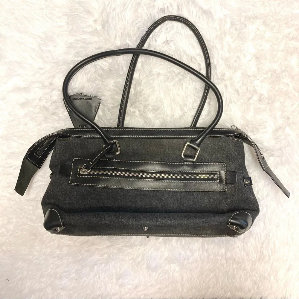 Dooney & Bourke Signature Double Pocket Satchel Bag Y2K Vintage Charcoal Gray - Image 2