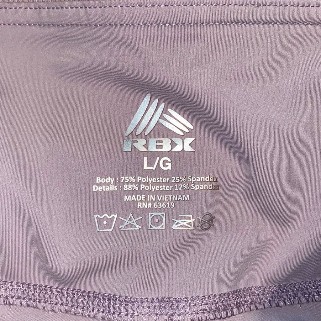 RBX high waist ribbed Capri leggings pants compression pockets purple Large - Image 4