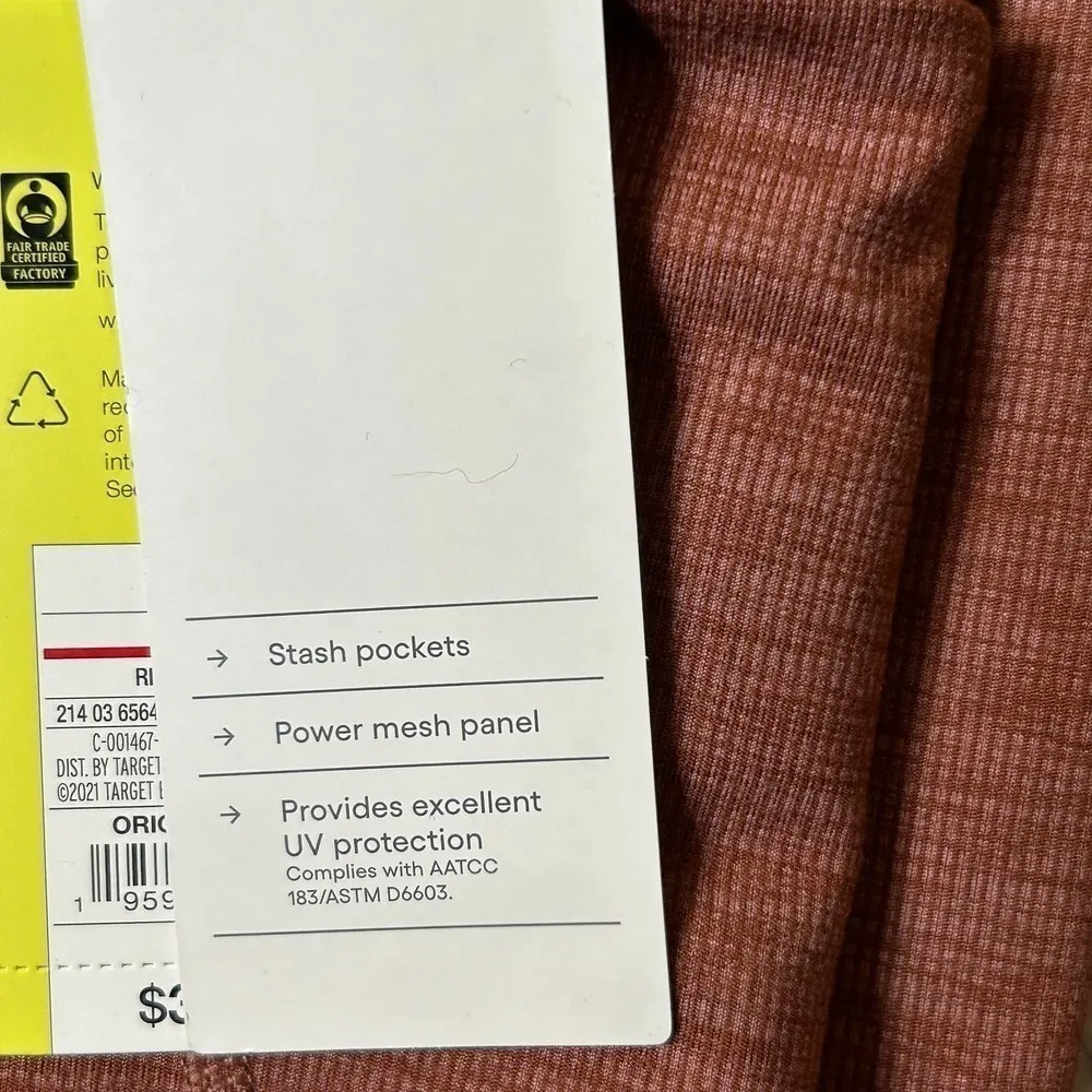 All In‎ Motion Leggings Womens XL Heathered Red Ribbed Pockets High Rise NEW - Image 8