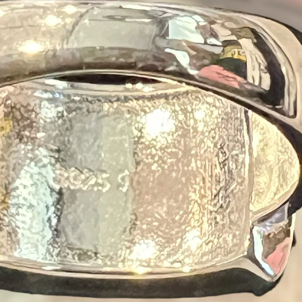 Sterling Silver Wide Band Ring High Polish Unique Design Size 9 - Image 6