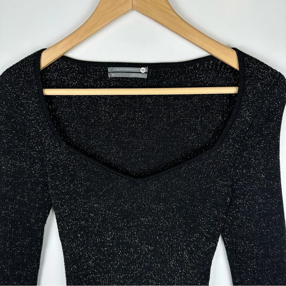 Anthropologie Sweetheart Ribbed Metallic Sweater - Image 2