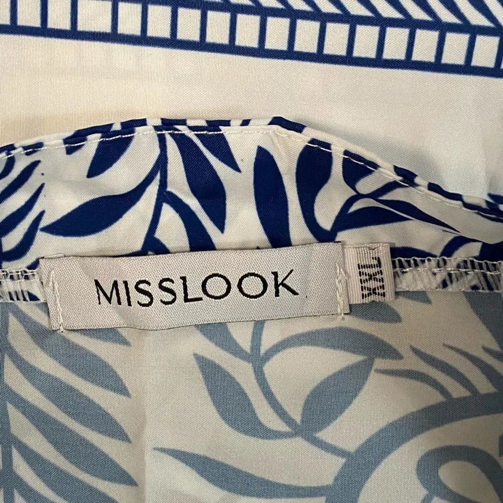 Plus XXL MISSLOOK Blue White Lagenlook Printed Dress - Image 5