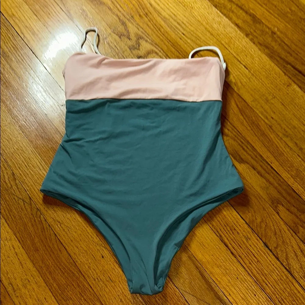 Tavik Cream and Blue One Piece Swimwear with High - Image 3