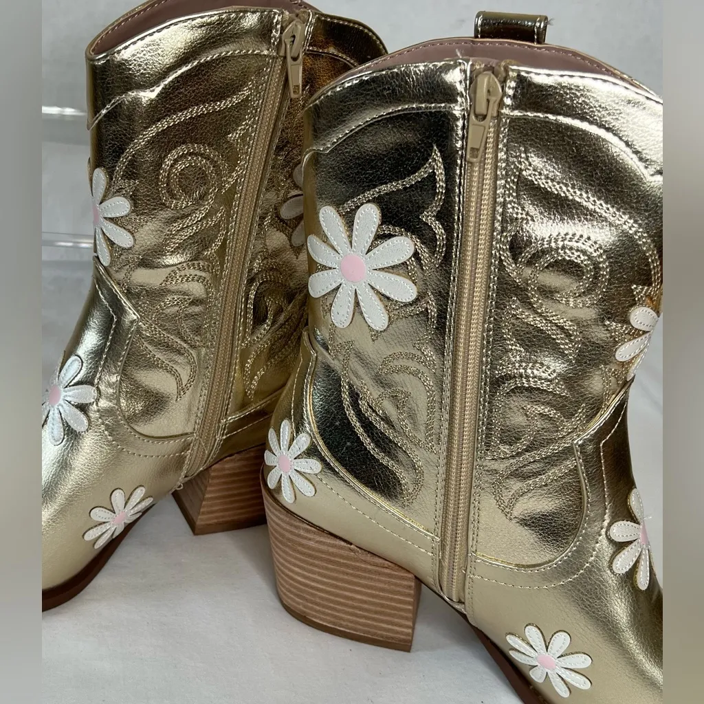 Betsey Johnson Teddyy Floral Western Boot, Gold. Sz 8.5, NIB - Image 5