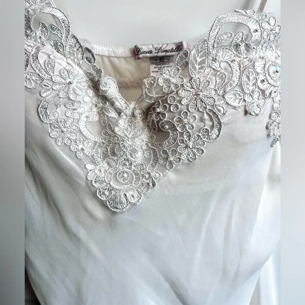 Linea Donatella Negligee Size L Chiffon Babydoll White Fairy Lace Bridal - Image 7