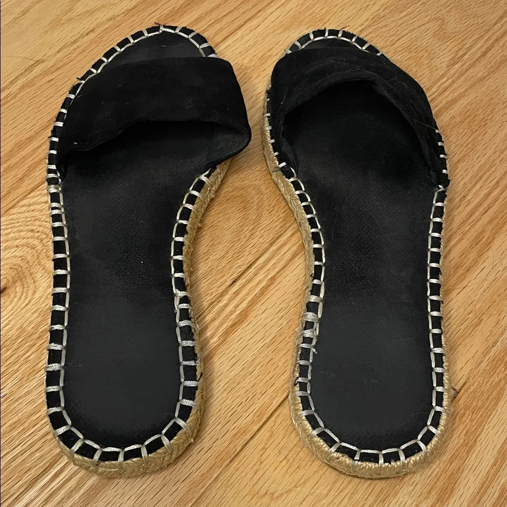 H&M Espadrille Mules Slide Sandals, Black, Size 6, EUC - Image 7