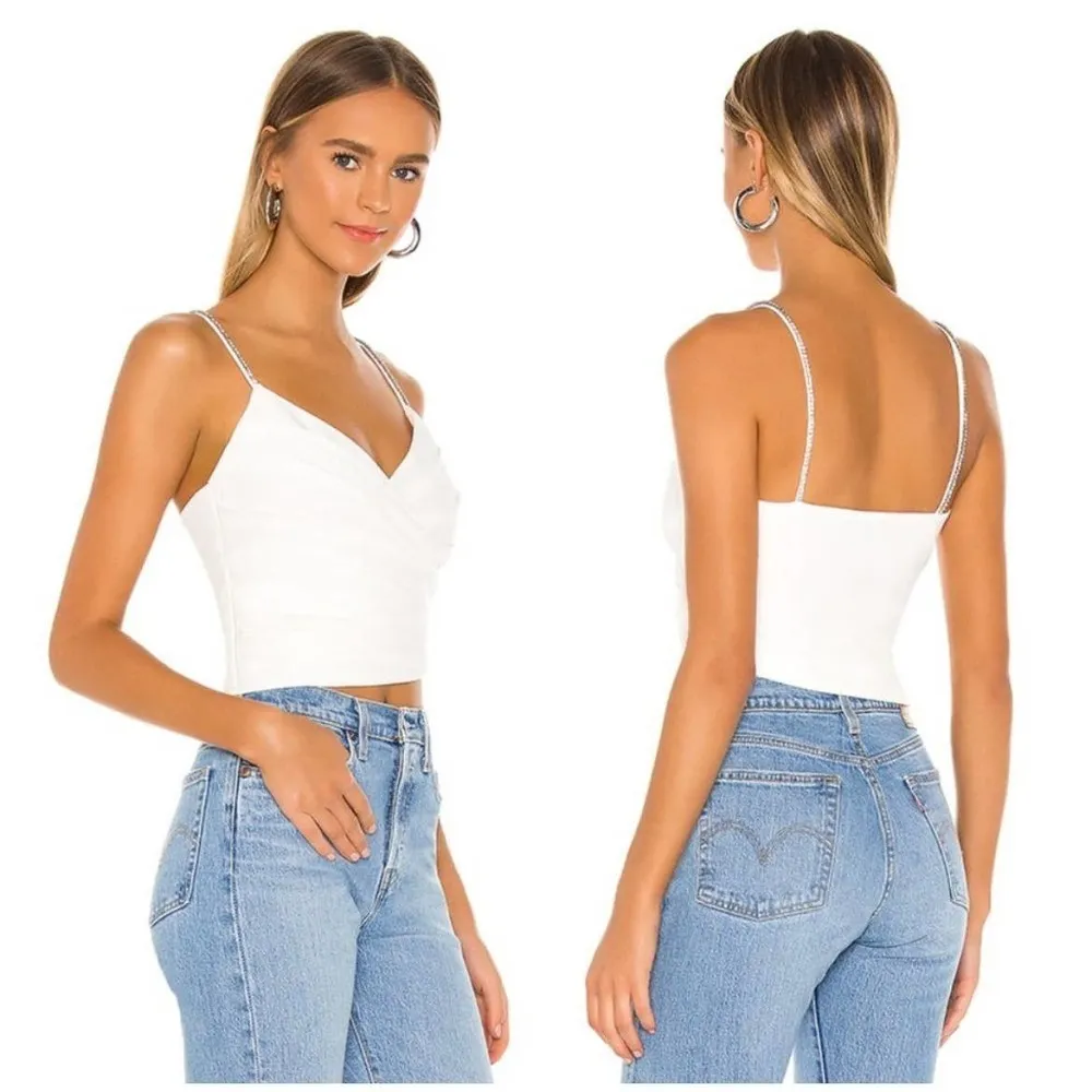 REVOLVE Nbd Julina Crystal Rhinestone Embellished Strap Crop Top Ivory - Image 3