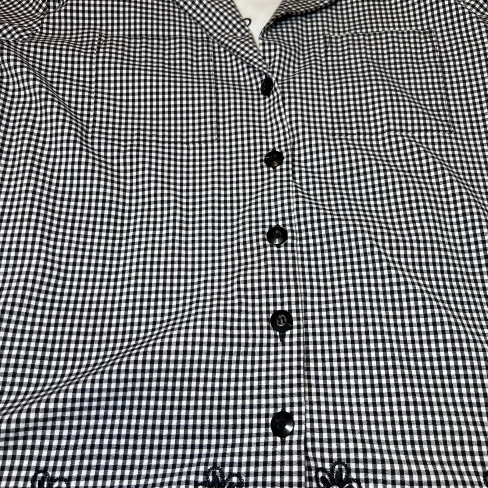 Alfred Dunner Floral Embroidered Button Up Shirt Under Shirt Womens 12 Gingham - Image 15