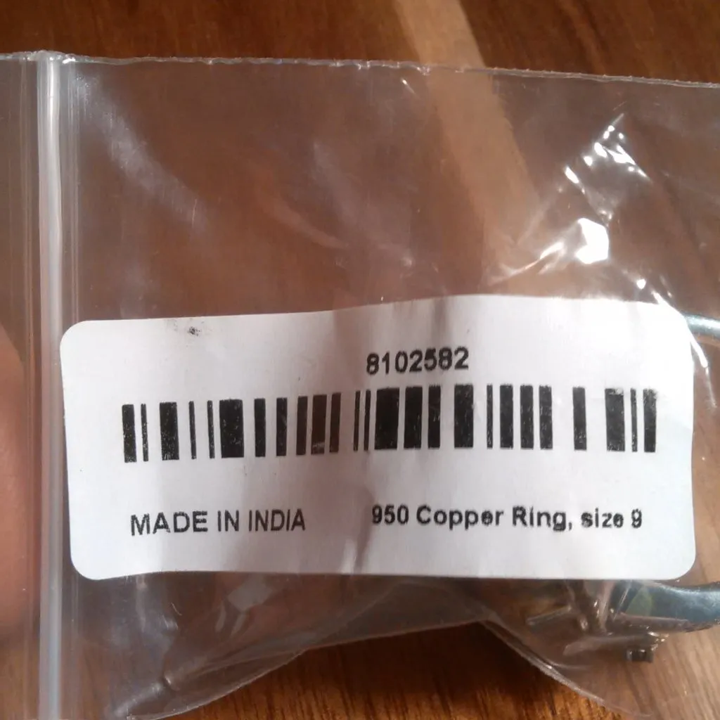 Script Stone And Smokey Quartz Solitaire Copper Ring (Size 9) - Image 16