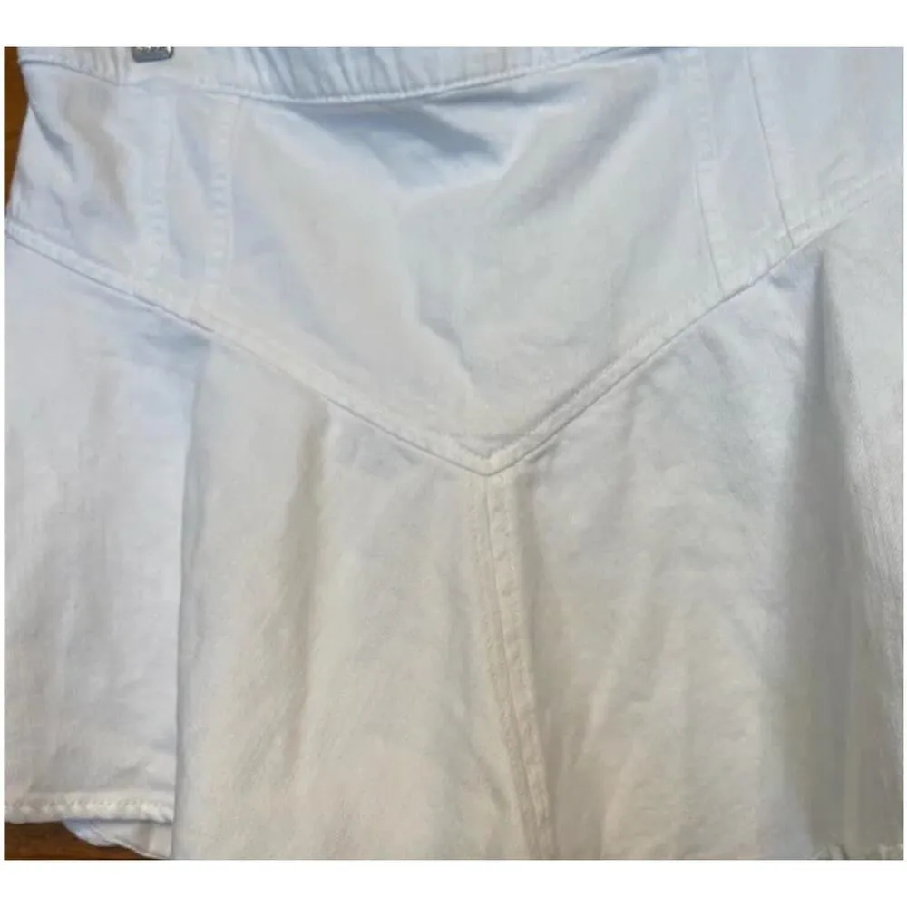 Aerie White Denim Size XL elastic waist flounce mini skirt NWT - Image 4