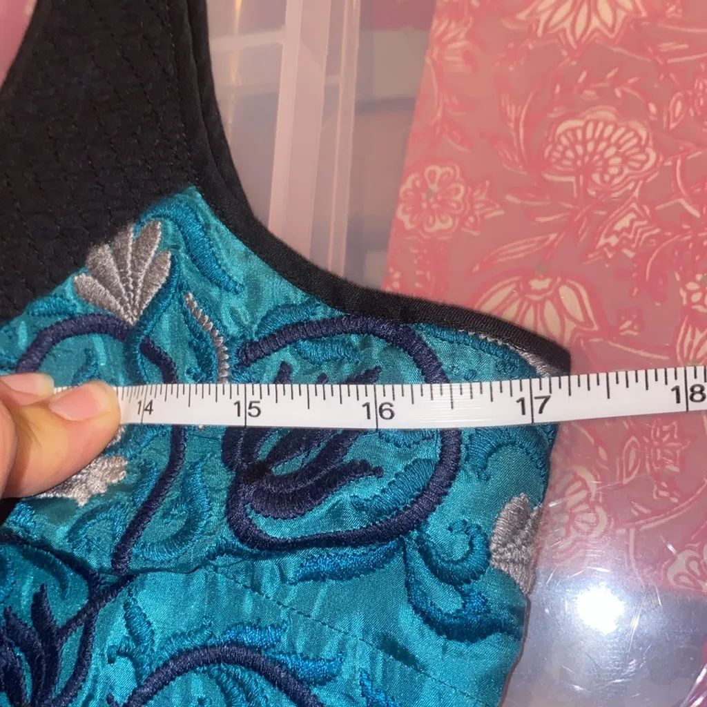 NWT-Anthropologie Niki Mahajan Black Teal Embroidered Tamula Dress SZ 6 - Image 15