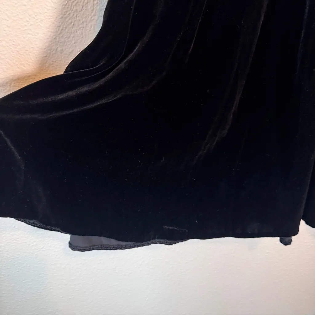 Vintage 90s Black Velvet Maxi Skirt Womens S Silk Blend Witchy Whimsigoth Fall - Image 6