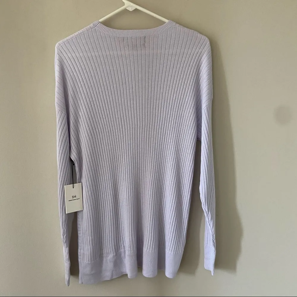 Something Navy  Lilac Knot Front Sweater NWT Sz XS - Image 2