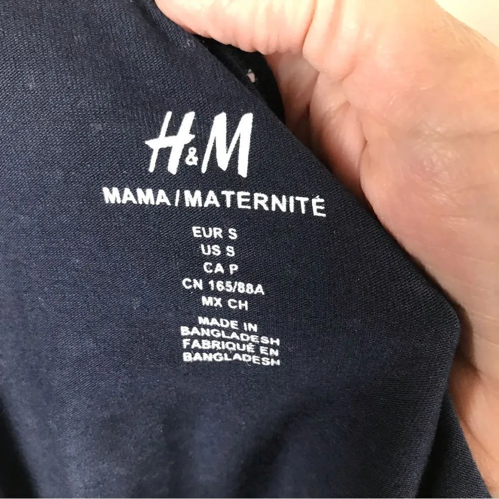 H&M Mama polkadot stretch navy tank top S - Image 5