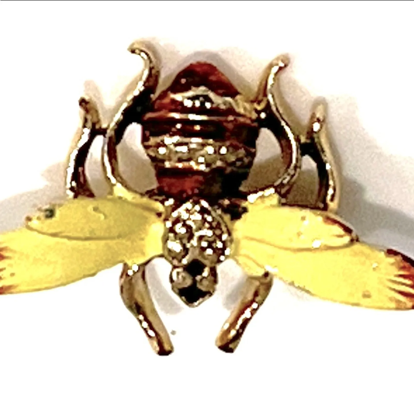 Bumble Bee BROOCH PIN 1.5" Enameled Gold & Yellow Winged Jewelry Vintage Jewelry - Image 4