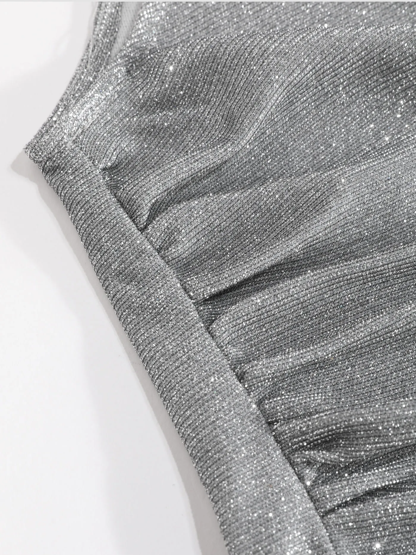 NWT  ROUND NECK RUCHED GLITTER ASYMMETRICAL TANK TOP – SIZE XS - Image 5