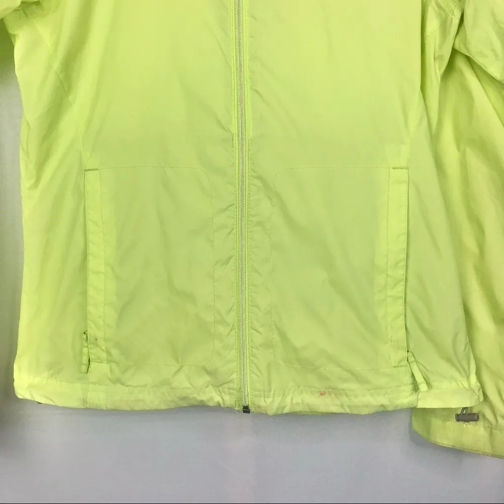 Columbia Bright Neon Yellow Green Packable Lightweight Rain Jacket M - Image 4