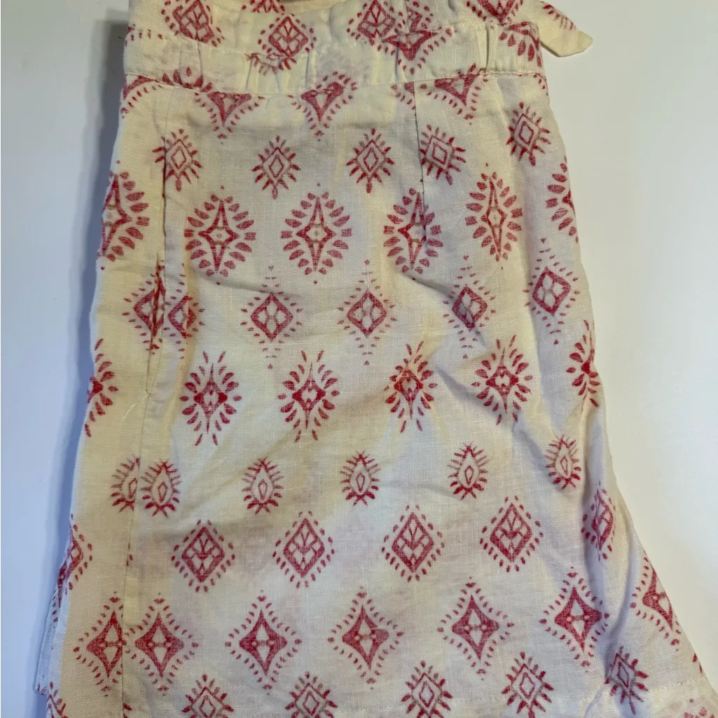 Artisan NY Geometric Print Cream and Pink Women's Linen Shorts Sz 10 - Image 3