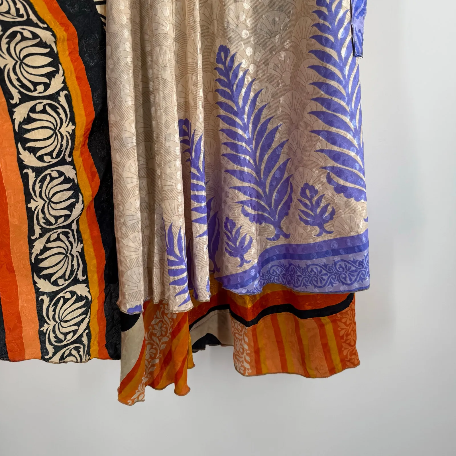 ZURY Wrap Skirt Free Size Boho Festival Hippie Bohemian Rave Made in India Rayon Blue - Image 12