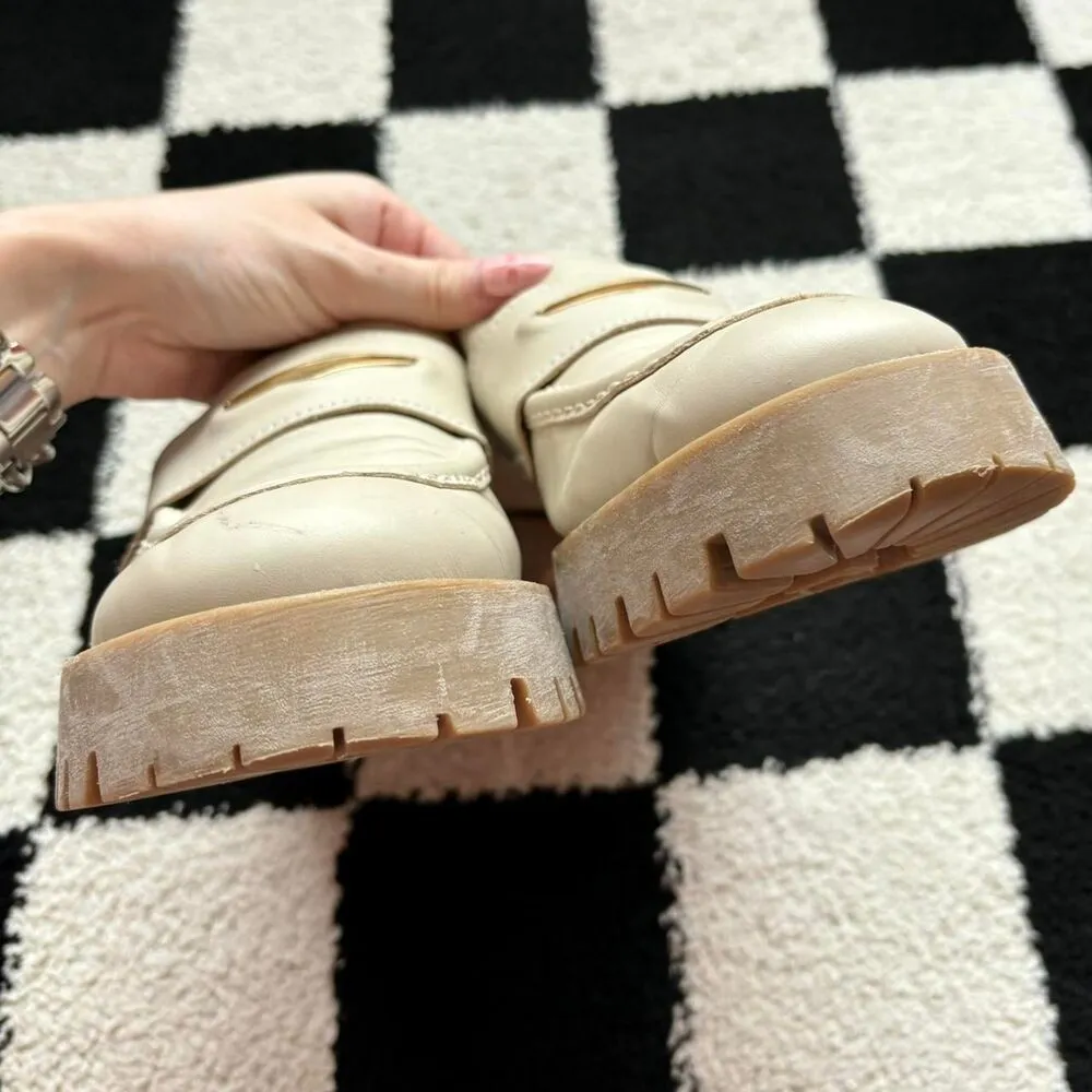 Steve Madden Lawrence Cream Leather Loafers 10 - Image 7