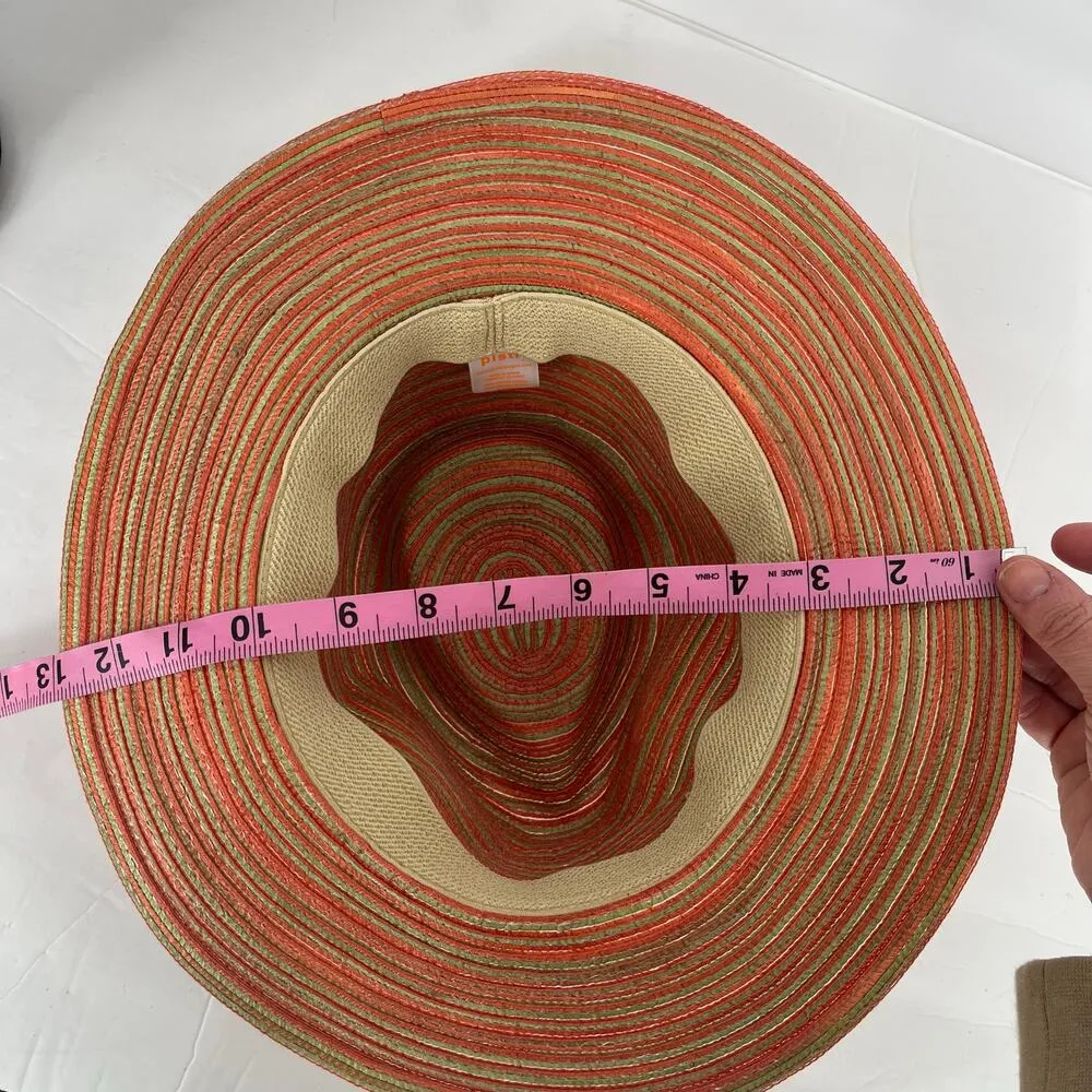 Pistil Straw Sun Hat with Zebra Sash Detail Orange Rust Striped - Image 5