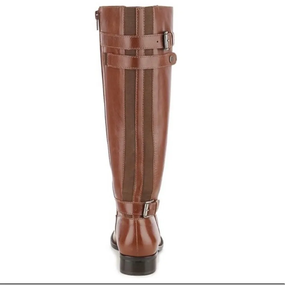 Matisse leather saddle brown bono riding boot side zip buckle accent size 6.5 - Image 3