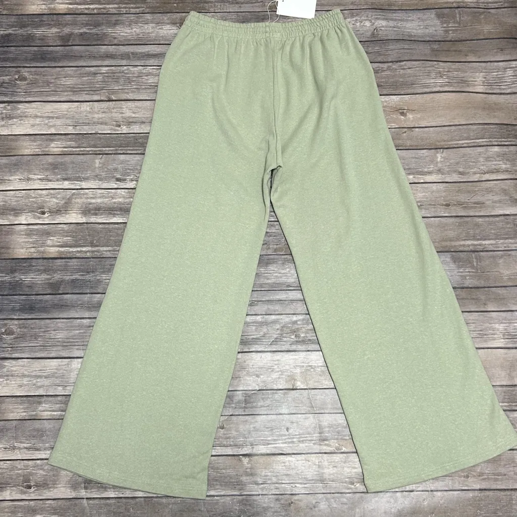 Olga Joan Green High Rise Wide Leg Elastic Waist Hemp Blend Lounge Sweatpants 12 - Image 4