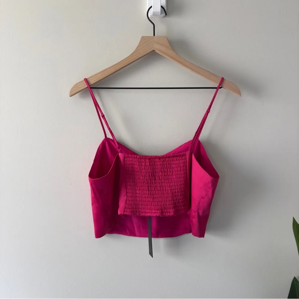 Revolve House of Harlow 1960 Pink Crop Camisole smocked back spaghetti straps L - Image 2