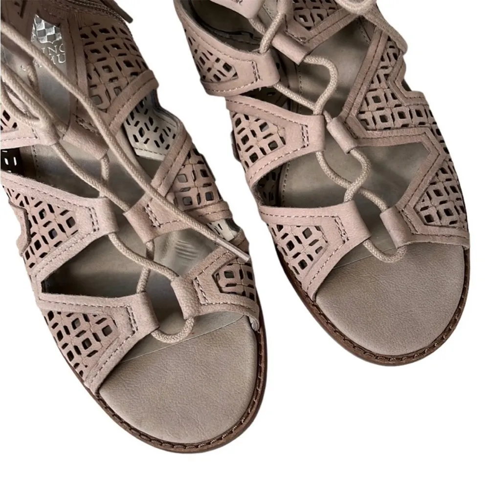Like New Vince Camuto Leather Rollera Low Wedge Sandals - Wide Width - Image 5
