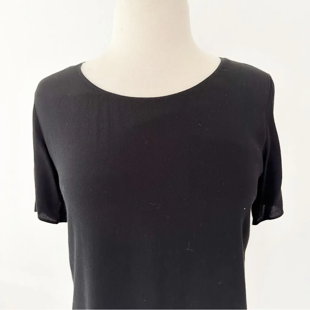 Wilfred Free Aritzia Teigen Black 90s Crepe Mini Shift T-Shirt Dress | Small - Image 4