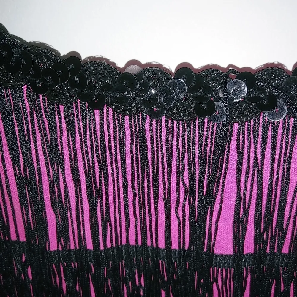 Forum Costumes M/L Pink Black Fringe GoGo Mini Dress Size L - Image 5