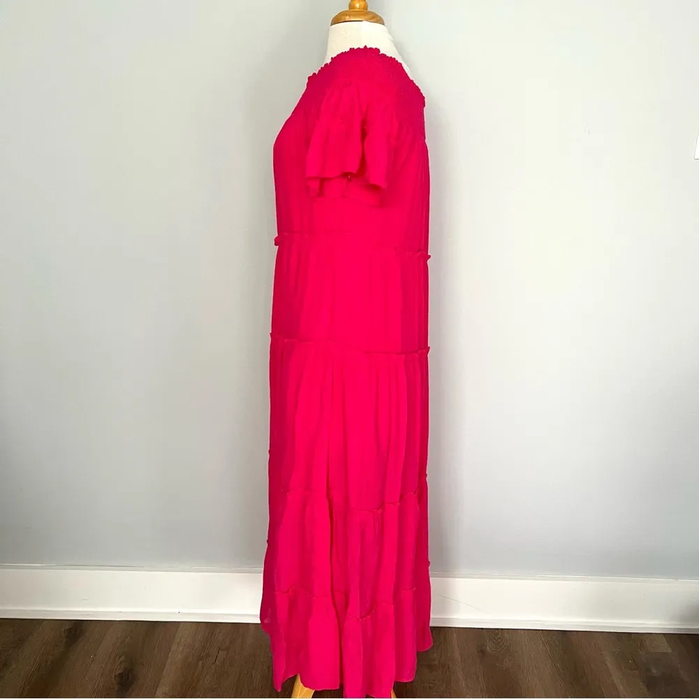 Jodifl Hot Pink Bohemian Flowy Off the Shoulder Maxi Dress Size M - Image 7