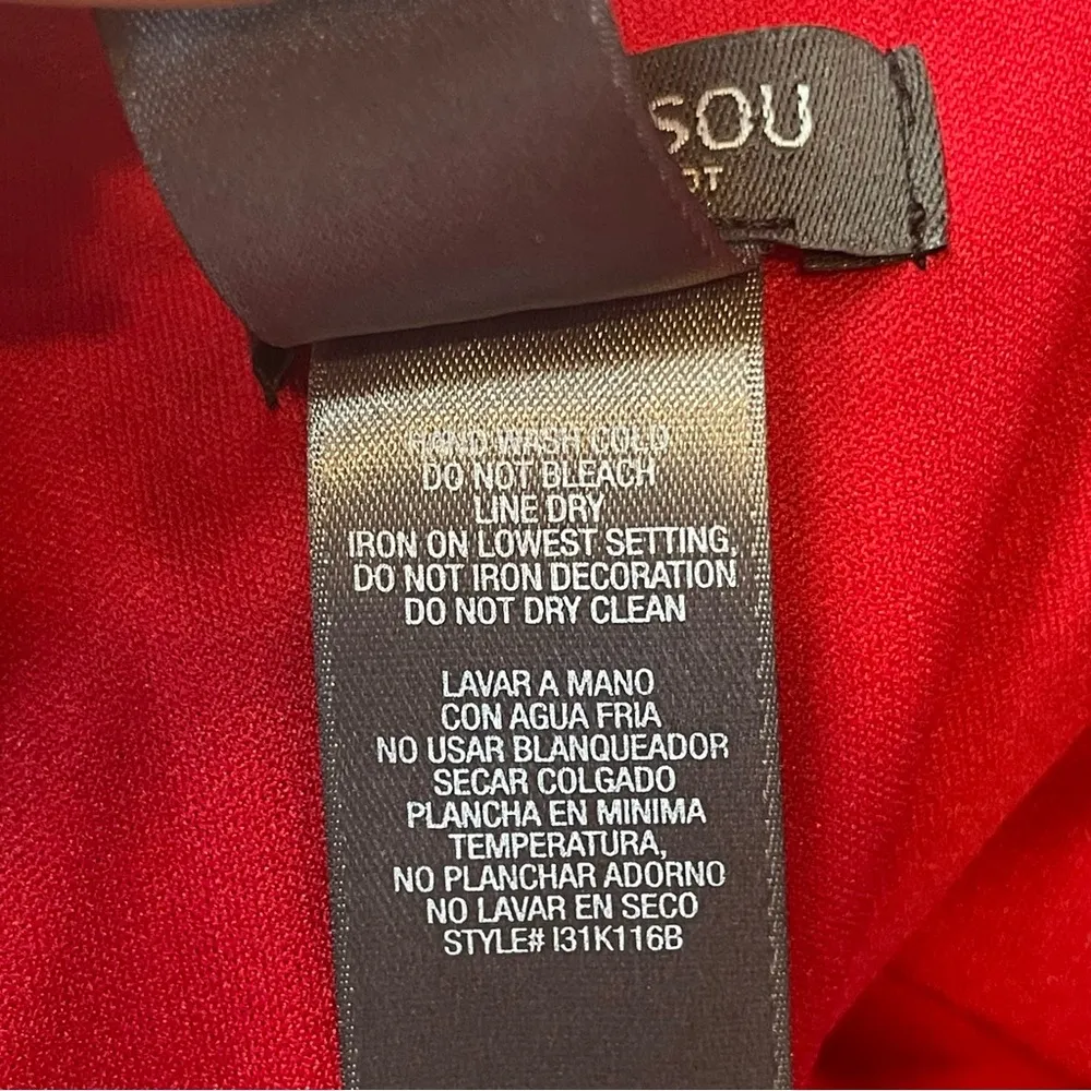 Bisou Bisou Red Satin One Shoulder Rosette Jewel Cocktail Dress Size 8 Dance EUC - Image 6