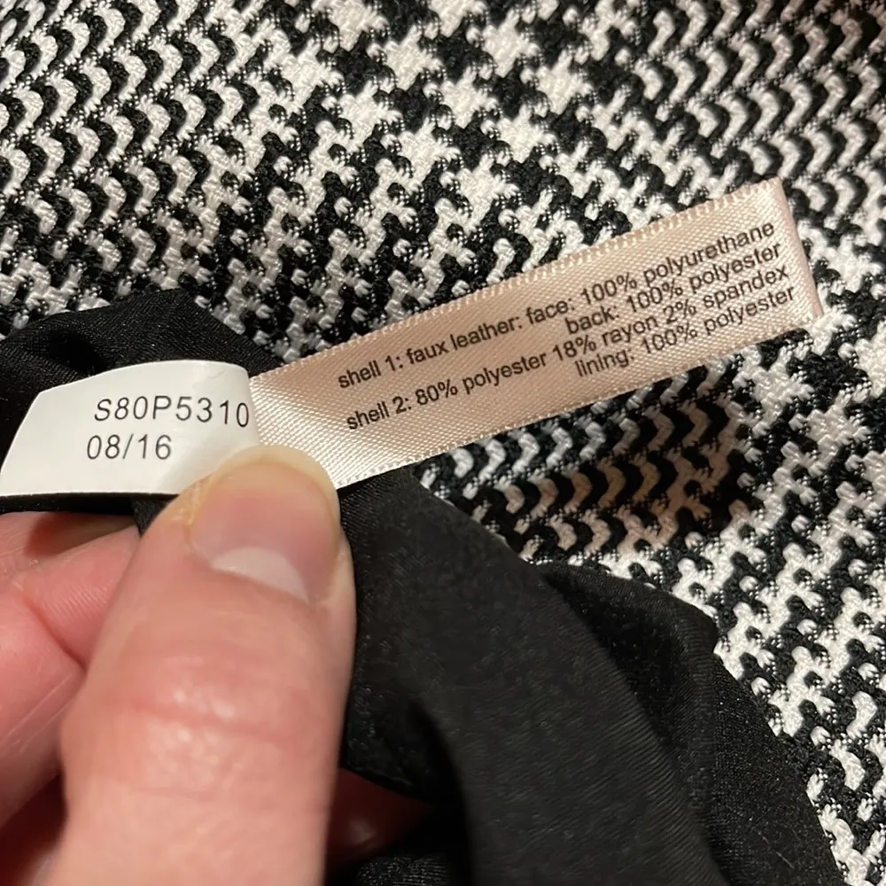 The Limited Hounds Tooth Skirt Faux Leather A-Line Work Skirt Size 10 - Image 4