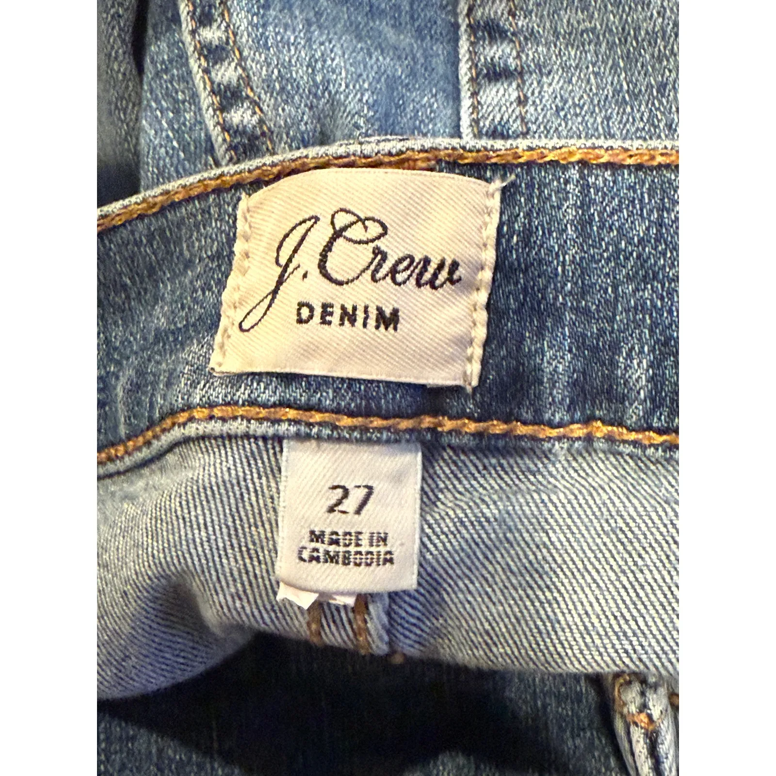 J. Crew Mid Rise Toothpick Skinny Distressed Hem Stretch Ankle Jean 27 Blue - Image 7