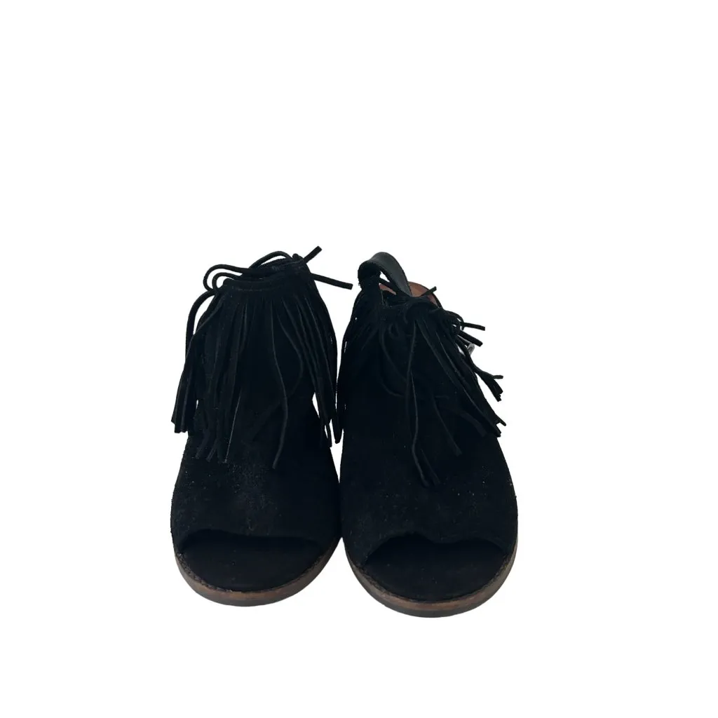 LUCKY BRAND Womens Liennah Black Fringe Heels Size 8 - Image 4