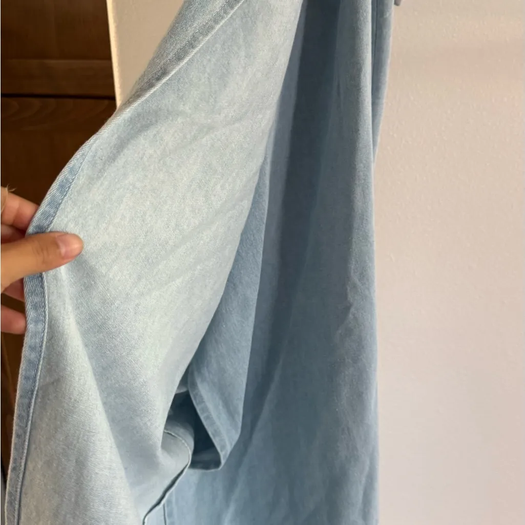 Vintage light Blue denim wrap Skirt Green Size M - Image 3